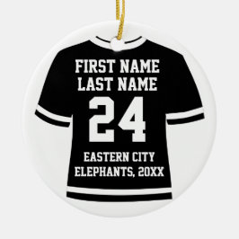 Black Photo Football Soccer Hockey Sports Jersey Julgransprydnad Keramik