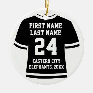Black Photo Football Soccer Hockey Sports Jersey Julgransprydnad Keramik