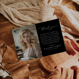 Black Photo Message Funeral Tack Kort