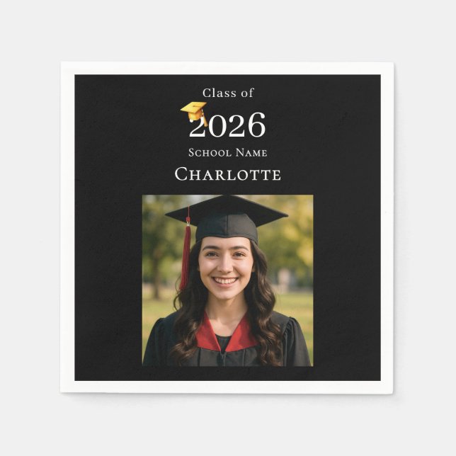 Black photo modern Graduation Party Pappersservett (Framsidan)