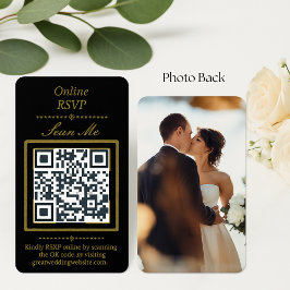 Black | Photo Online RSVP QR Code Wedding Tilläggskort