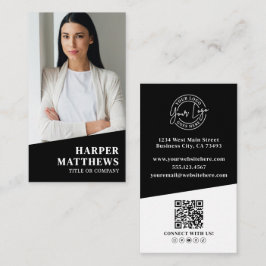 Black Photo QR Code Logo Vertical Visitkort