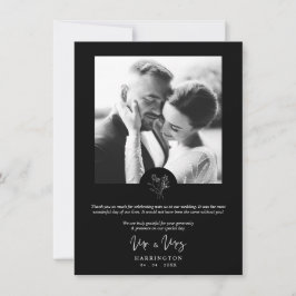 Black Photo Typography MR & MRS Wedding Bouquet Tack Kort