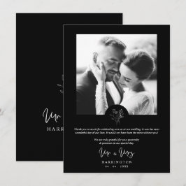 Black Photo Typography MR & MRS Wedding Bouquet Tack Kort