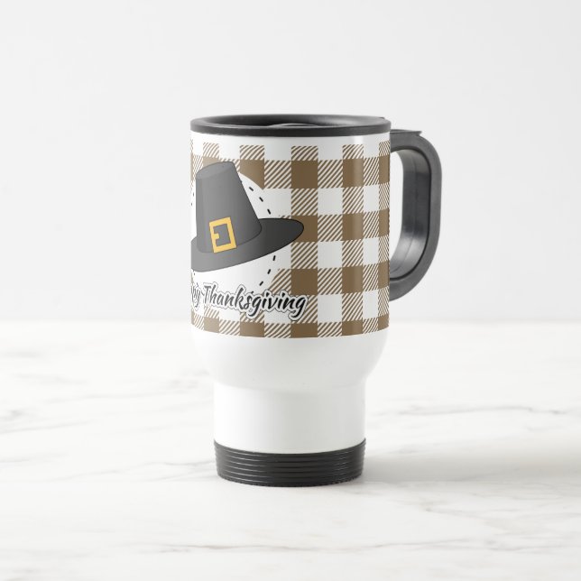 Black Pilgrim Hat on Brown Plaid - Thanksgiving Resemugg (Framsida höger)