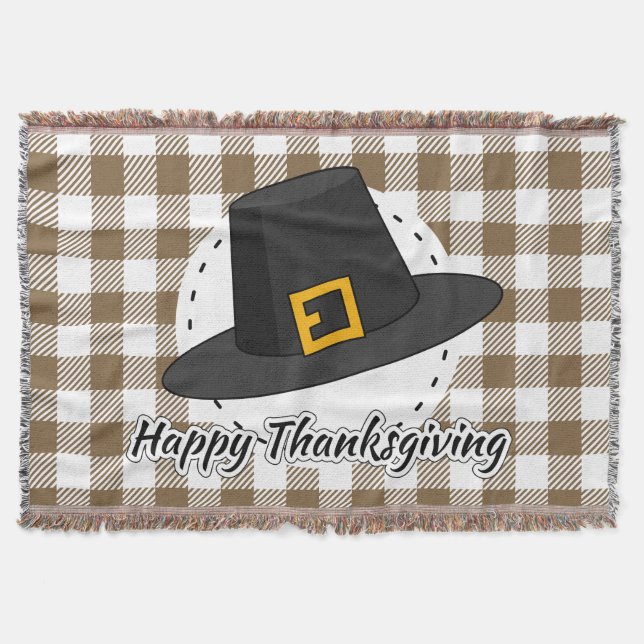 Black Pilgrim Hat on Brown Play - Thanksgiving Filt (Framsidan)