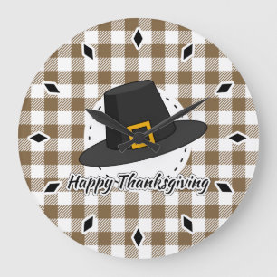 Black Pilgrim Hat on Brown Play - Thanksgiving Stor Klocka