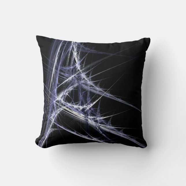 Black Pillow för Fractal Frost Lila Mönster Kudde (Framsida)