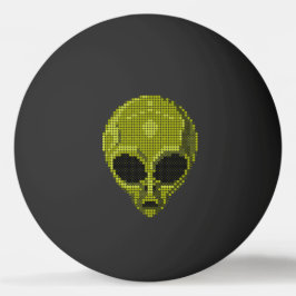 Black Ping Pong Ball with Green Alien Head Pingisboll