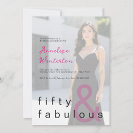 Black Pink 50 and Fabulous 50th Birthday Party Inbjudningar