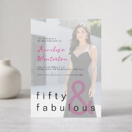 Black Pink 50 and Fabulous 50th Birthday Party Inbjudningar