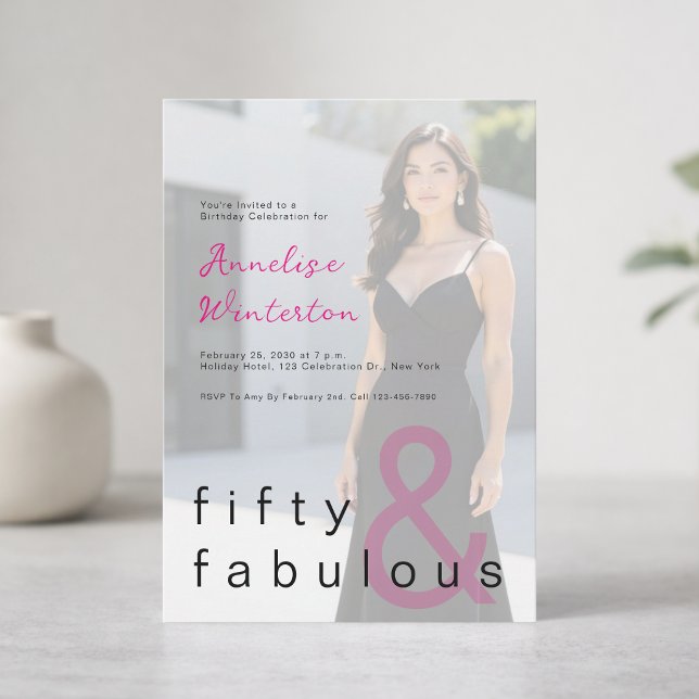 Black Pink 50 and Fabulous 50th Birthday Party Inbjudningar (Skapare uppladdad)