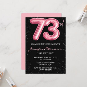 Black Pink 73-års födelsedagsinbjudningar Ballong Inbjudningar