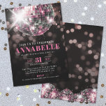 Black Pink Adult 50th Birthday Party Inbjudningar<br><div class="desc">Black and Pink 50th Birthday Party Invitation. Celebrate a milestone in style with this chic black and pink party invitation, perfect for a glamorous 50th birthday—or any age you're celebrating. The design features a stylish pink and black disco ball at the top with smaller matching disco balls at the bottom...</div>
