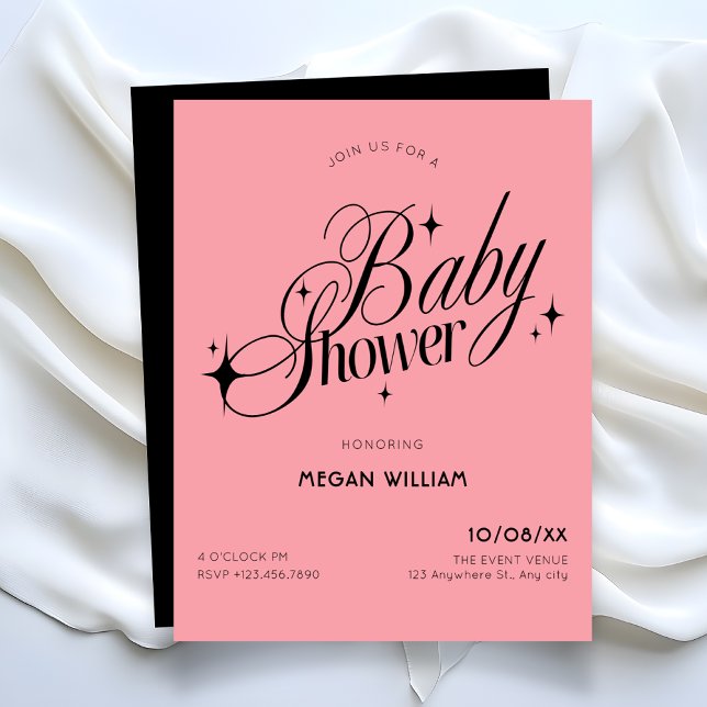 Black Pink baby shower Inbjudningar (Skapare uppladdad)