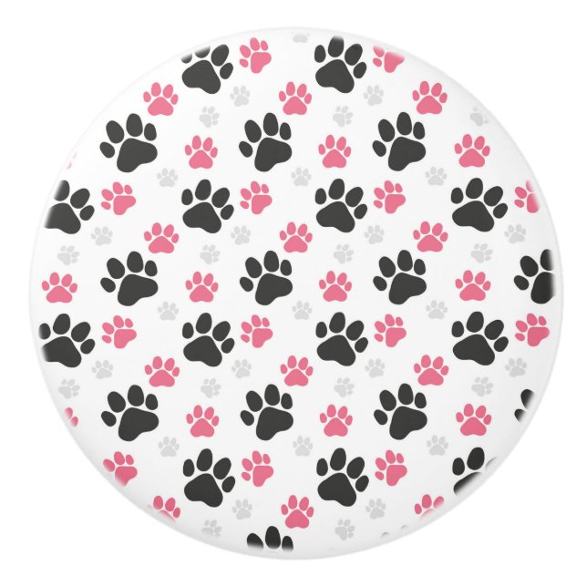 Black Pink Paw Print Dog Owner Puppy Lover Pets Knopp (Framsidan)