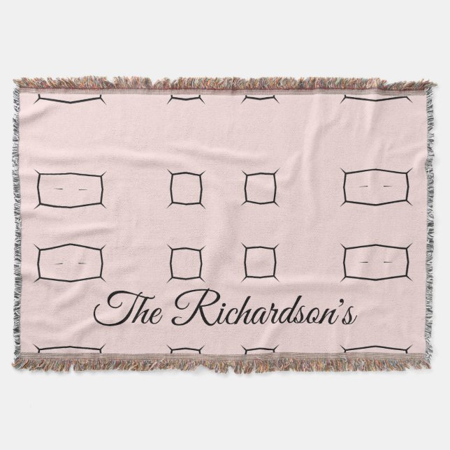 Black Pink Personalized Geometric Minimal Bedding Filt (Framsidan)