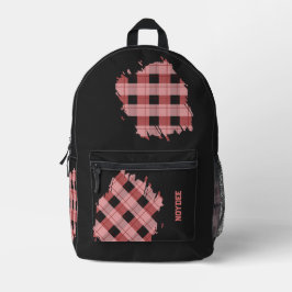 Black, Pink Plaid Patches, Name 