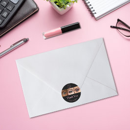 Black Pink Script Logo Photo Makeup Thank You Runt Klistermärke