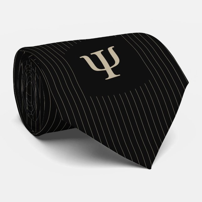Black Pinstripe Psycholog Tie Slips (Rullad)