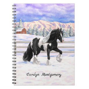 Black Pinto Piebald Gypsy Vanner Draft Horse Anteckningsbok