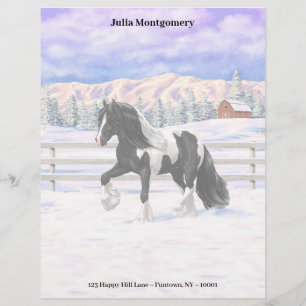 Black Pinto Piebald Gypsy Vanner Draft Horse Brevhuvud