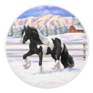Black Pinto Piebald Gypsy Vanner Draft Horse Knopp