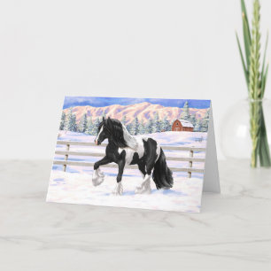 Black Pinto Piebald Gypsy Vanner Draft Horse Kort