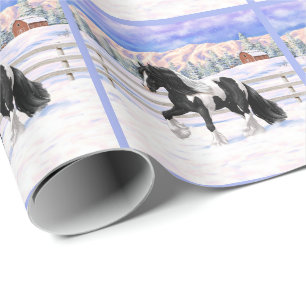 Black Pinto Piebald Gypsy Vanner Draft Horse Presentpapper