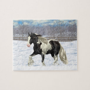 Black Pinto Piebald Gypsy Vanner Draft Horse Pussel