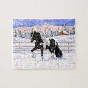 Black Pinto Piebald Gypsy Vanner Draft Horse Pussel