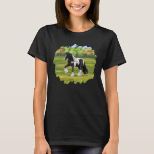 Black Pinto Piebald Gypsy Vanner Draft Horse T Shirt