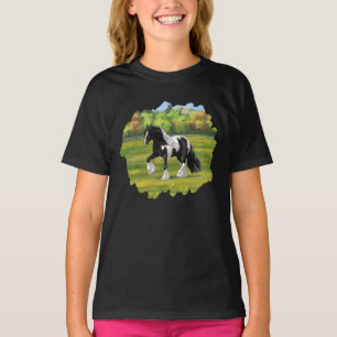Black Pinto Piebald Gypsy Vanner Draft Horse T Shirt
