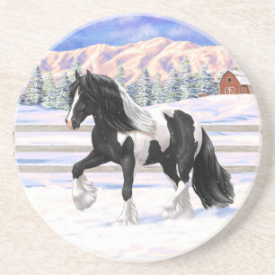 Black Pinto Piebald Gypsy Vanner Draft Horse Underlägg