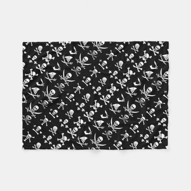BLACK PIRAT BANNERS SKULL,KROSSEDDA BONER,SWORDER FLEECEFILT (Framsidan (Horisontell))