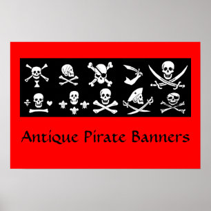 BLACK PIRAT BANNERS SKULL,KROSSEDDA BONER,SWORDER POSTER