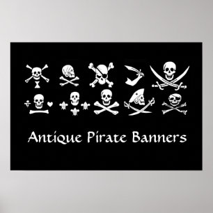 BLACK PIRAT BANNERS SKULL,KROSSEDDA BONER,SWORDER POSTER