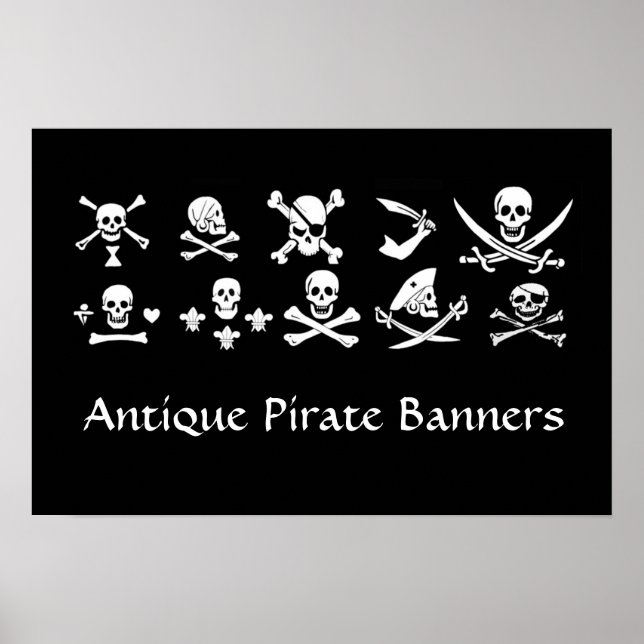 BLACK PIRAT BANNERS SKULL,KROSSEDDA BONER,SWORDER POSTER (Framsidan)
