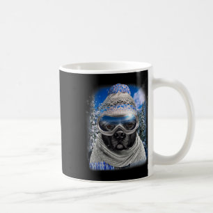 Black Pit Bull Dog in Winter Ski Kaffemugg
