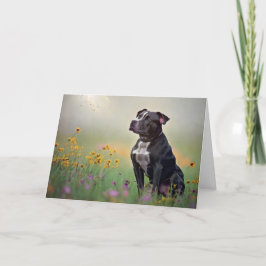 Black Pitbull Birthday Card Tack Kort