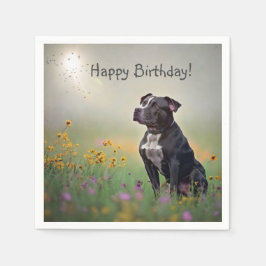 Black Pitbull Birthday Pappra Napkins Pappersservett