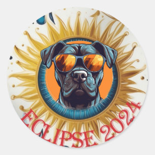 Black Pitbull Solar Eclipse 2024 Sticker Runt Klistermärke