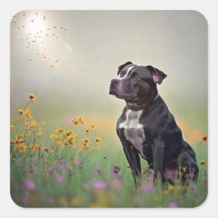 Black Pitbull Stickers Fyrkantigt Klistermärke
