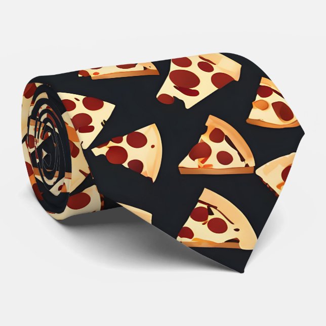 Black Pizza Slices Neck Tie Slips (Rullad)