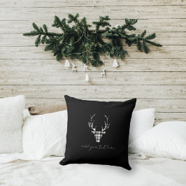 Black Plaid Deer Christmas Kudde