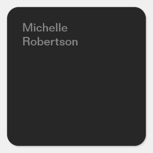 Black Plain Minimalist Add Own Namn Fyrkantigt Klistermärke