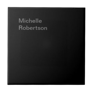 Black Plain Minimalist Add Own Namn Kakelplatta