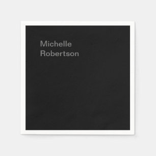 Black Plain Minimalist Add Own Namn Pappersservett