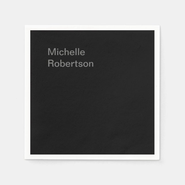 Black Plain Minimalist Add Own Namn Pappersservett (Framsidan)