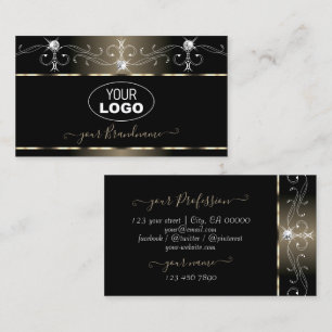 Black Platinum Squiggles Gnistra Jewels med Logoty Visitkort